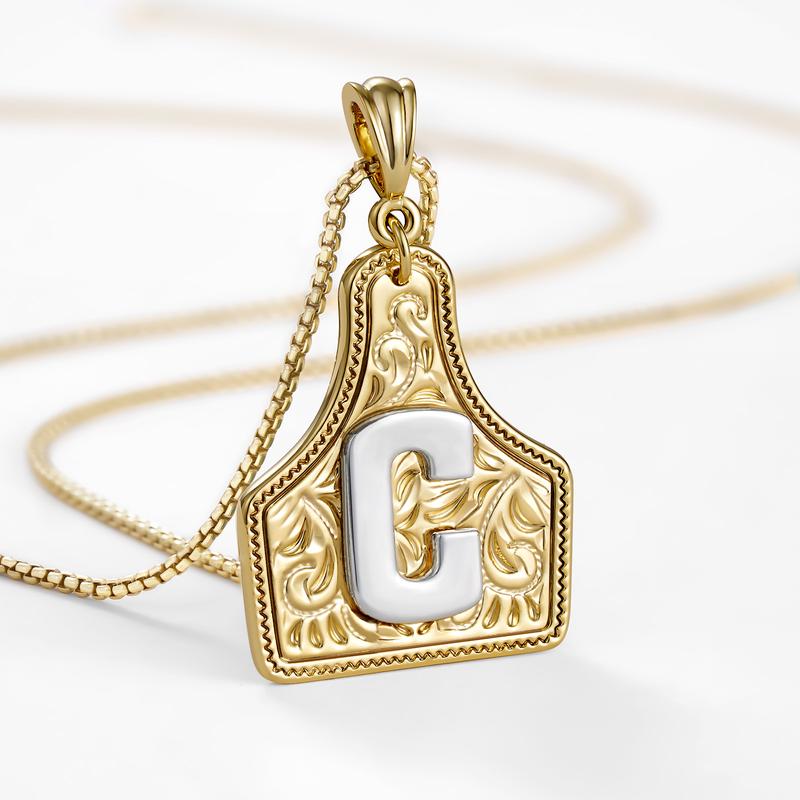 Western CowTag Initial Necklace