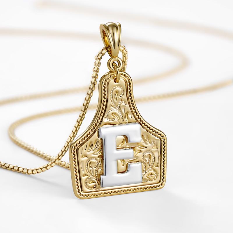 Western CowTag Initial Necklace