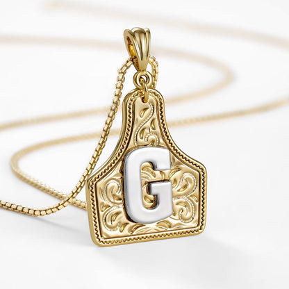 Western CowTag Initial Necklace