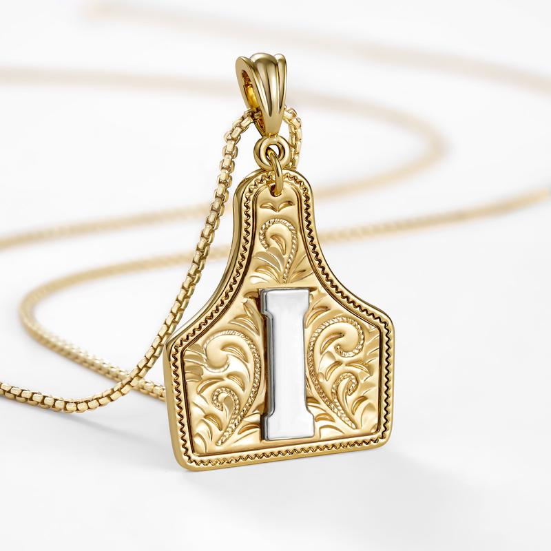 Western CowTag Initial Necklace