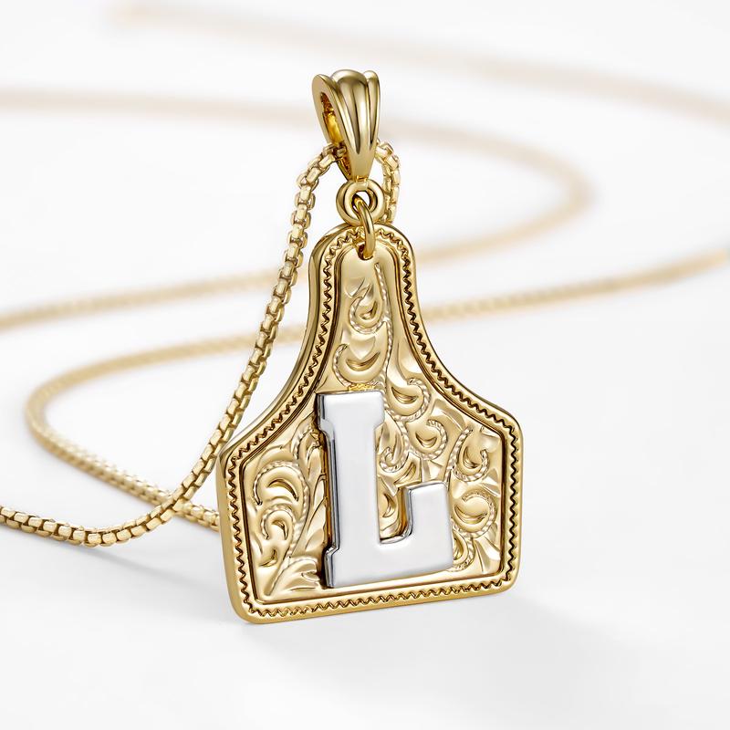 Western CowTag Initial Necklace