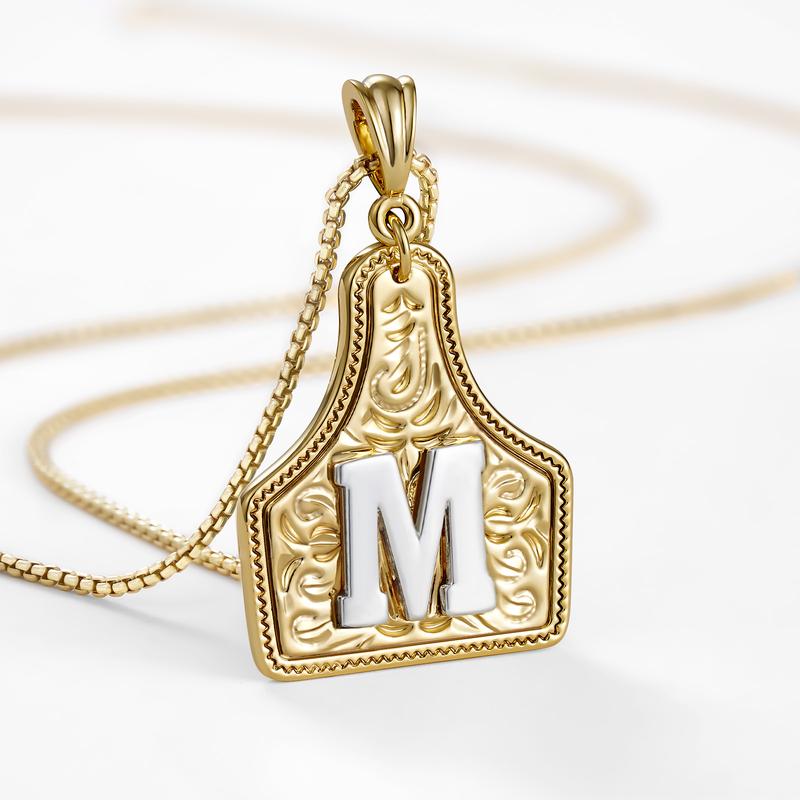 Western CowTag Initial Necklace