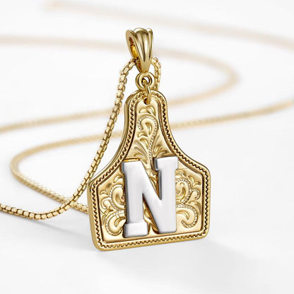 Western CowTag Initial Necklace