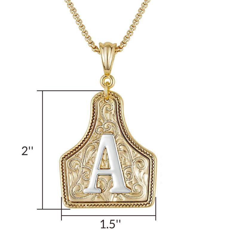 Western CowTag Initial Necklace
