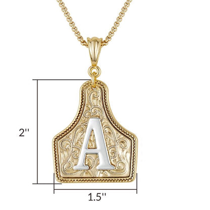 Western CowTag Initial Necklace