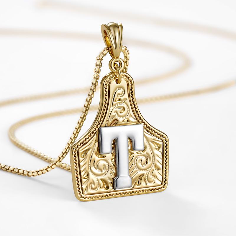 Western CowTag Initial Necklace