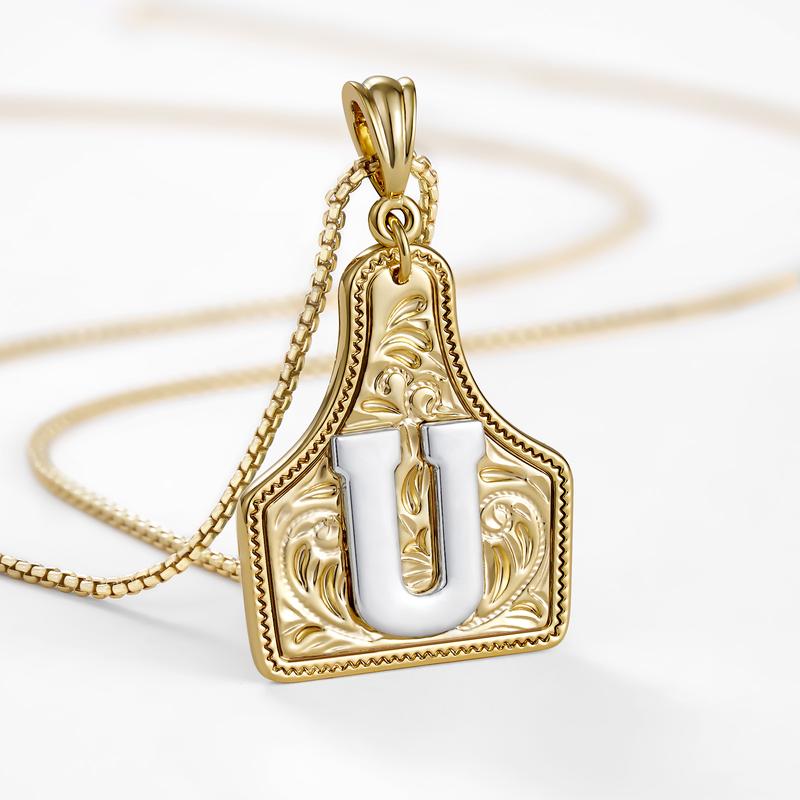 Western CowTag Initial Necklace