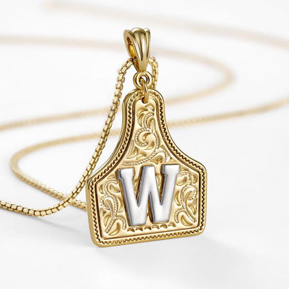 Western CowTag Initial Necklace
