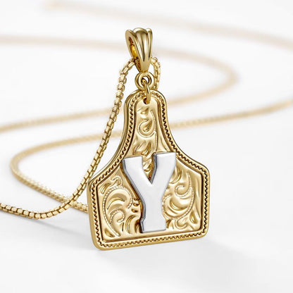 Western CowTag Initial Necklace